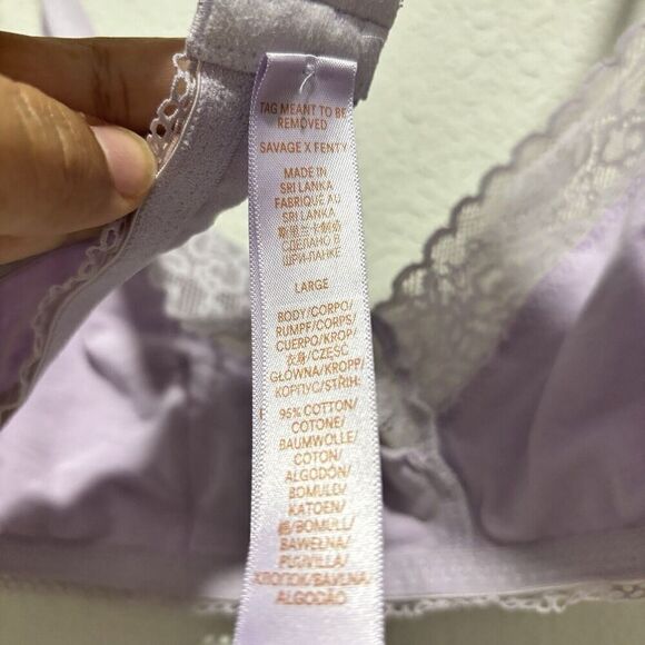 Savage x Fenty lilac purple unlined wirefree adjustable bra bralette size L EUC - Picture 6 of 8